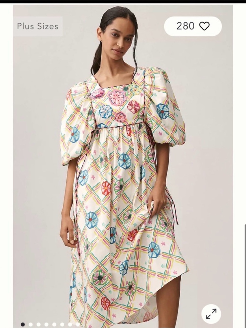 CeliaB Cream Midi Dress with Multicolor Floral Plaid